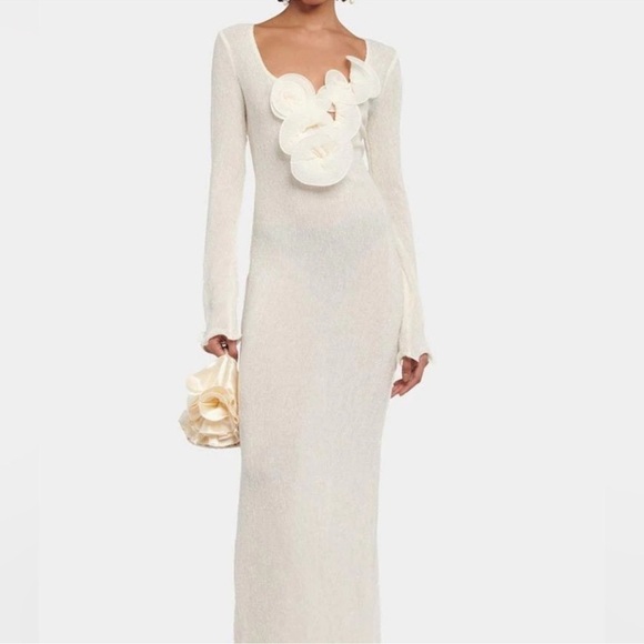 NEW to CASA B💫| Sameera Floral Declotte Shirred Ivory Sheer Midi Dress - Picture 3 of 12